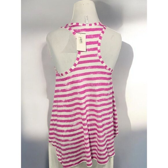 Splendid Womens Striped Racerback Tank Top Scoop Neckline Pink White NEW Medium - Picture 9 of 9